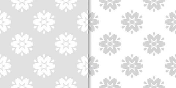 Fondo Floral Gris Claro Conjunto Patrones Sin Costura Para Textiles — Vector de stock