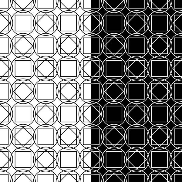 Ornamenti Geometrici Bianco Nero Set Modelli Senza Soluzione Continuità Web — Vettoriale Stock