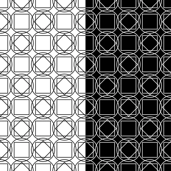 Black White Geometric Ornaments Set Seamless Patterns Web Textile Wallpapers — Stock Vector