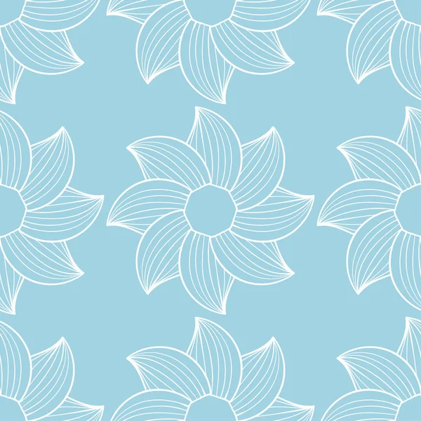 Ornamento Floreale Bianco Sfondo Blu Modello Senza Cuciture Tessuti Sfondi — Vettoriale Stock