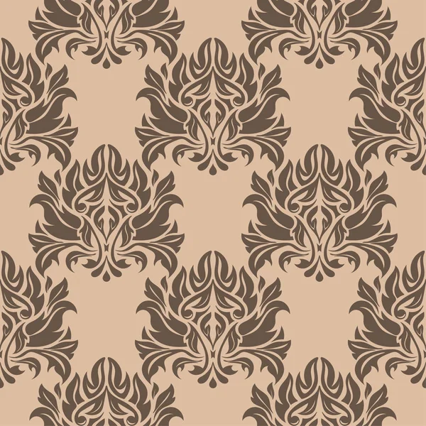 Kahverengi ve bej çiçekli süs. Tekstil ve duvar kağıtları için seamless modeli