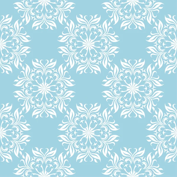 Bílá Květinová Ozdoba Modrém Pozadí Vzor Bezešvé Pro Textil Tapety — Stockový vektor
