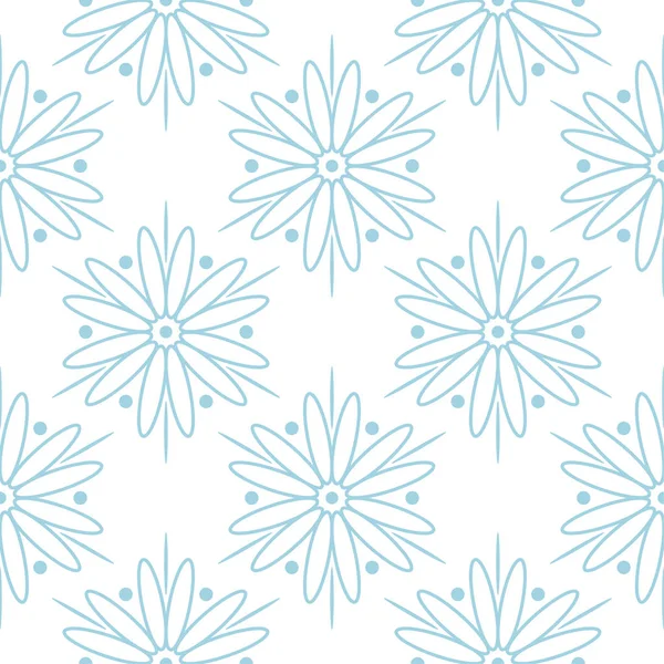 Ornamento Floral Azul Sobre Fundo Branco Padrão Sem Costura Para — Vetor de Stock