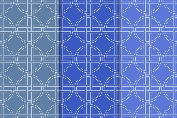 Ornements Géométriques Bleus Ensemble Motifs Verticaux Sans Couture Pour Toile — Image vectorielle