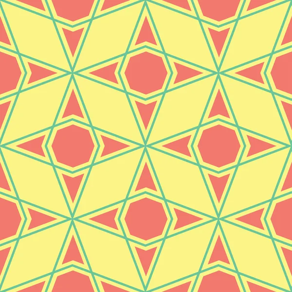 Geometric Yellow Seamless Pattern Colored Background Pink Green Design Wallpapers — Stock Vector