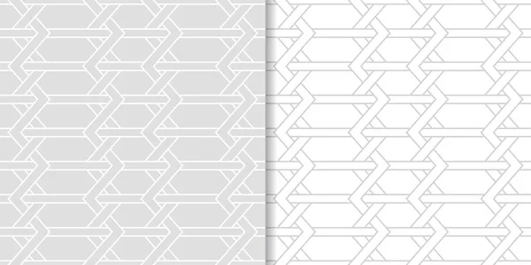 Reihe Geometrischer Ornamente Hellgraue Nahtlose Muster Für Web Textilien Und — Stockvektor