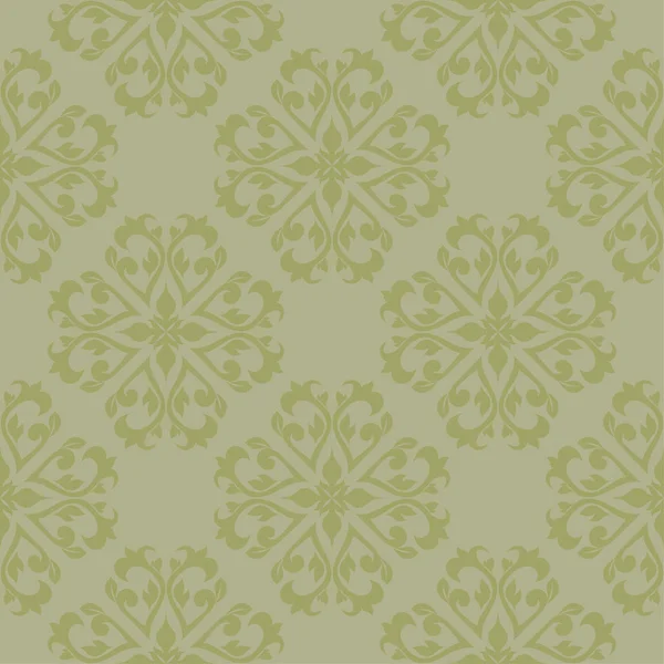 Olive Green Floral Ornament Seamless Pattern Textile Wallpapers — Stock Vector