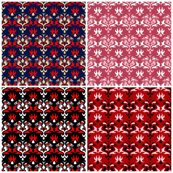 Uppsättning Sömlösa Bakgrunder Med Blommiga Mönster För Tapeter Textil Och — Stock vektor