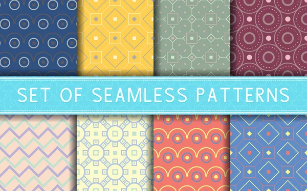 Kesintisiz geometrik desenler. Tekstil, kumaş veya duvar kağıtları için renkli arka planlar topluluğu