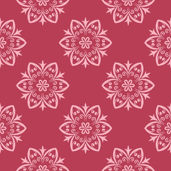 Ornement Floral Rose Cerise Modèle Sans Couture Pour Textile Les — Image vectorielle