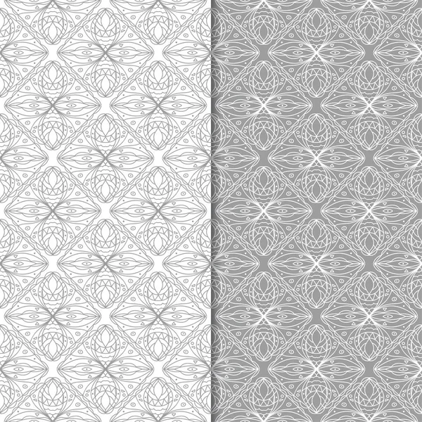 Сірі Білі Геометричні Орнаменти Набір Безшовних Візерунків Веб Текстилю Шпалер — стоковий вектор