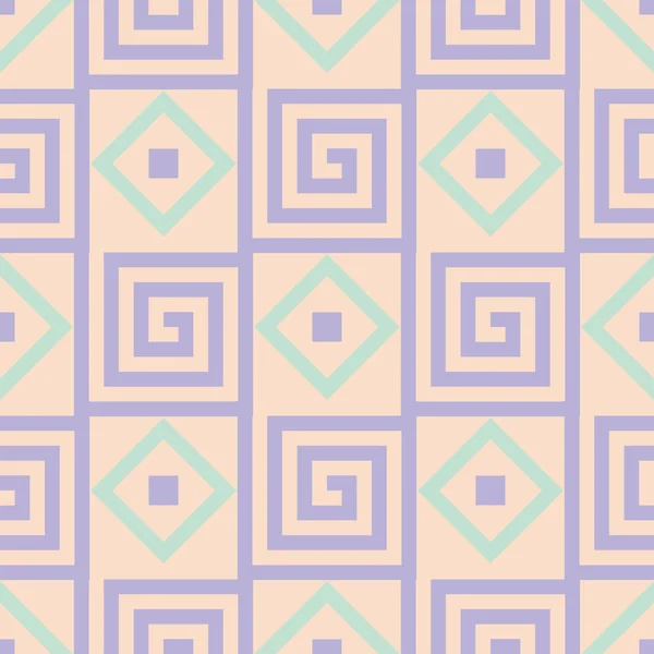기하학적 디자인으로 패턴입니다 창백한 분홍색 배경에 보라색과 파란색 요소입니다 벽지에 — 스톡 벡터