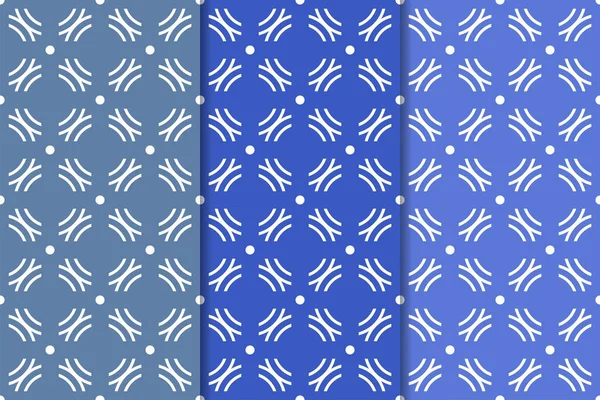 Mavi geometrik süsler. Web, Tekstil ve duvar kağıtları için dikey Dikişsiz desen seti