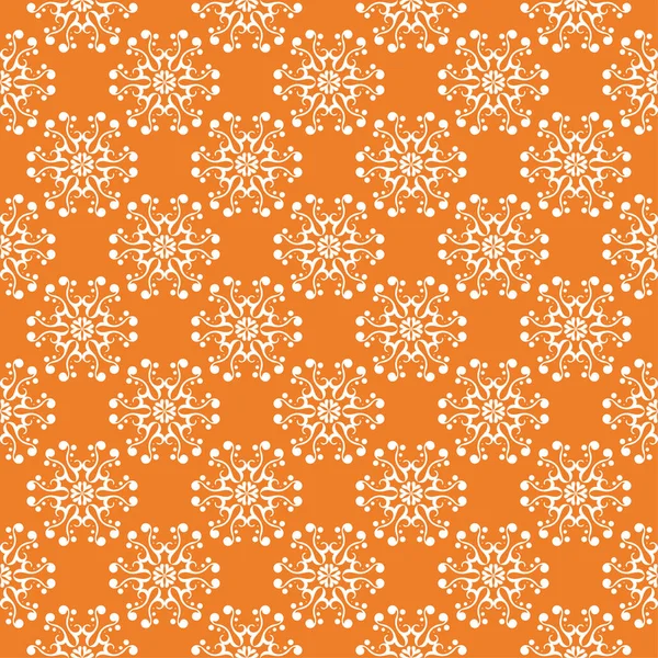 White Floral Ornament Orange Background Seamless Pattern Textile Wallpapers — Stock Vector