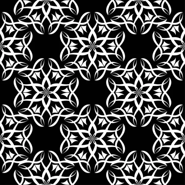 Siyah Arka Plan Üzerine Beyaz Çiçek Süsleme Tekstil Duvar Kağıtları — Stok Vektör
