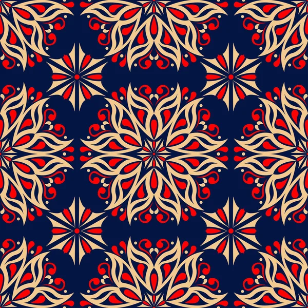 Sömlös Blommönster Röda Och Blå Tonplatta För Tapeter Textil Och — Stock vektor