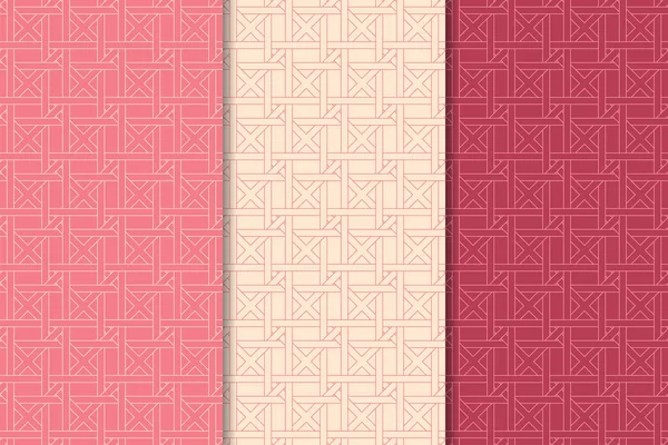 Красный Вишневый Геометрический Набор Вертикальных Бесшовных Рисунков Паутины Текстиля Обоев — стоковый вектор