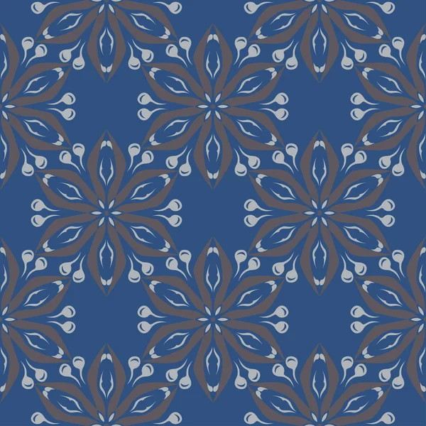 Sömlös Bakgrund Blå Och Grå Blommigt Mönster För Tapeter Textil — Stock vektor