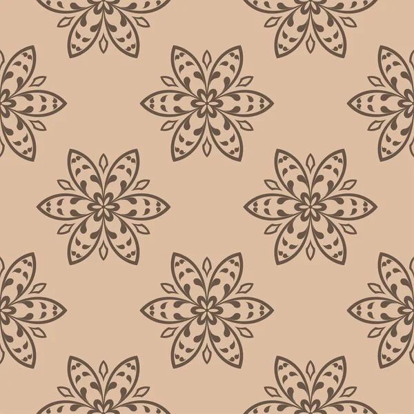褐色和米色的花卉装饰品 纺织品和墙纸无缝图案 — 图库矢量图片