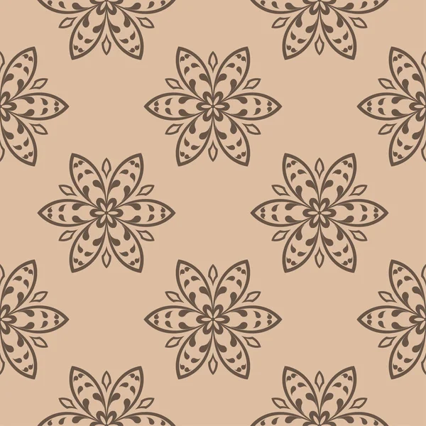 Adorno Floral Marrón Beige Patrón Sin Costuras Para Textiles Fondos — Archivo Imágenes Vectoriales