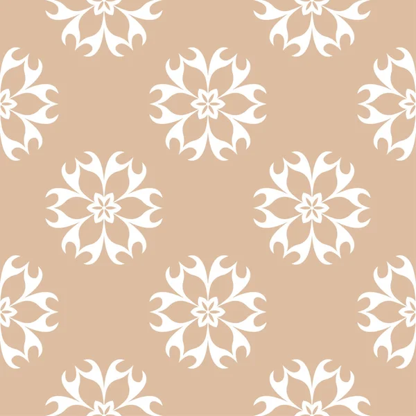 Beige Und Weißer Blumenschmuck Nahtloses Muster Für Textilien Und Tapeten — Stockvektor