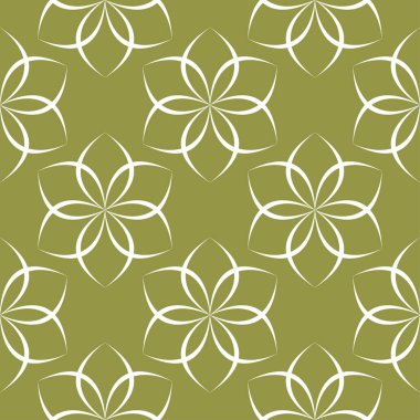 Beyaz çiçek zeytin yeşil zemin üzerine. Tekstil ve duvar kağıtları için seamless modeli