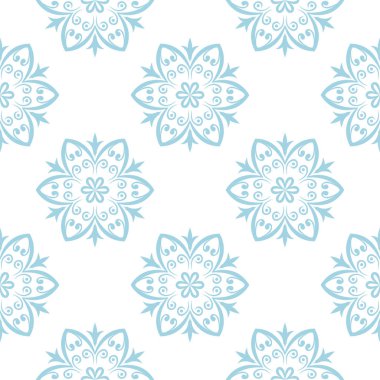 Beyaz zemin üzerine mavi çiçek seamless modeli. Tekstil ve duvar kağıtları için sorunsuz tasarım