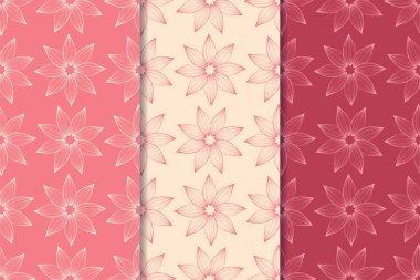 Çiçek süsler kümesi. Kiraz kırmızısı dikey Dikişsiz desen. Duvar kağıdı arka plan