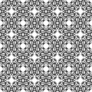 Siyah beyaz tek renkli çiçek süsleme. Tekstil ve duvar kağıtları için seamless modeli