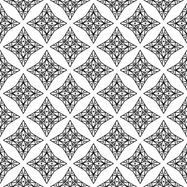 Beyaz arka planda siyah geometrik süsleme. Web, Tekstil ve duvar kağıtları için seamless modeli