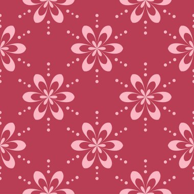 Kırmızı zemin üzerine çiçek süsleme. Tekstil ve duvar kağıtları için seamless modeli