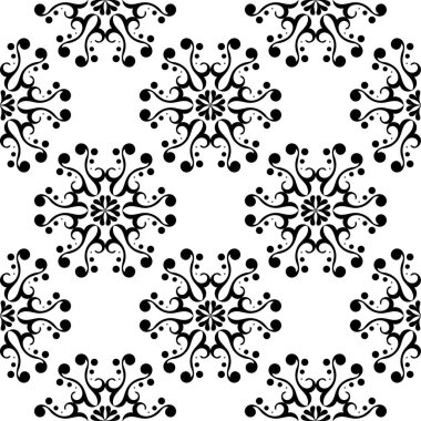 Beyaz arka planda siyah çiçek süsleme. Tekstil ve duvar kağıtları için seamless modeli