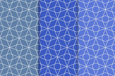 Mavi geometrik süsler. Web, Tekstil ve duvar kağıtları için dikey Dikişsiz desen seti
