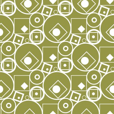 Zeytin yeşili ve beyaz geometrik süsleme. Web, Tekstil ve duvar kağıtları için seamless modeli