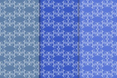 Çiçek süsler kümesi. Mavi dikey Dikişsiz desen. Duvar kağıdı arka plan