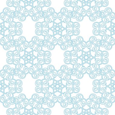 Beyaz zemin üzerine mavi çiçek süsleme. Tekstil ve duvar kağıtları için seamless modeli