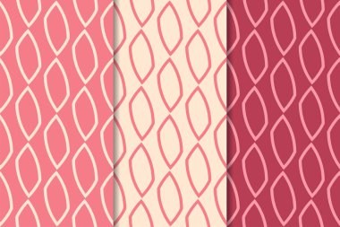 Kiraz kırmızısı geometrik süsler. Web, Tekstil ve duvar kağıtları için dikey Dikişsiz desen seti