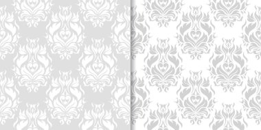 Işık gri çiçek süs tasarımlar. Tekstil ve duvar kağıtları için dikişsiz desen seti