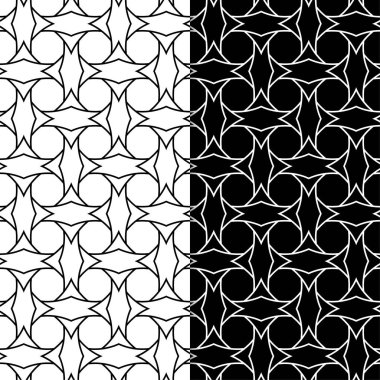 Siyah ve beyaz geometrik süsler. Web, Tekstil ve duvar kağıtları için dikişsiz desen seti