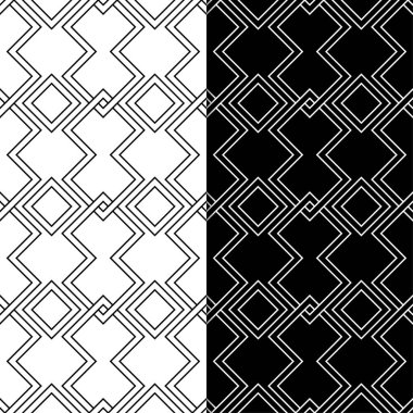Siyah ve beyaz geometrik süsler. Web, Tekstil ve duvar kağıtları için dikişsiz desen seti