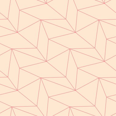 Poligonal pembe ve bej geometrik süsleme. Web, Tekstil ve duvar kağıtları için seamless modeli