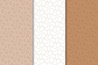 Kahverengi ve beyaz geometrik süsler. Web, Tekstil ve duvar kağıtları için dikişsiz desen seti