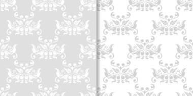 Işık gri çiçek arka planlar. Tekstil ve duvar kağıtları için dikişsiz desen seti