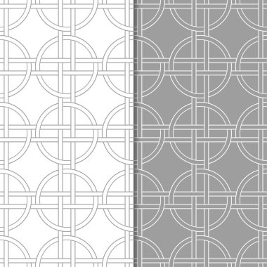 Gri ve beyaz geometrik süsler. Web, Tekstil ve duvar kağıtları için dikişsiz desen seti