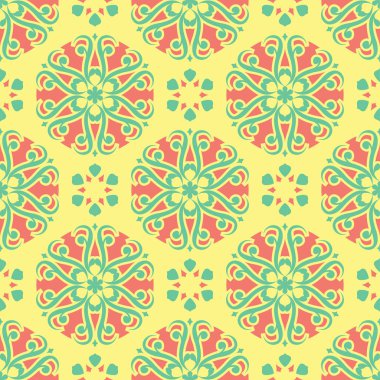 Çok sorunsuz çiçek arka plan renkli. Pembe mavi yeşil ve sarı desen Tekstil ve duvar kağıtları için