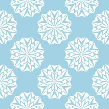 Mavi zemin üzerine beyaz çiçek tasarım. Tekstil ve duvar kağıtları için seamless modeli