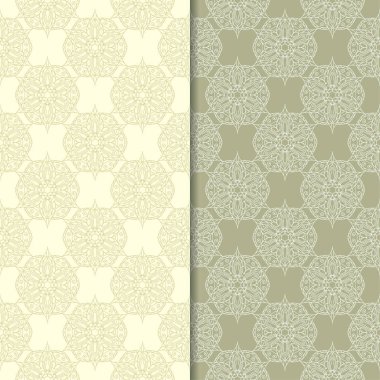 Zeytin yeşili çiçek arka planlar. Tekstil ve duvar kağıtları için dikişsiz desen seti