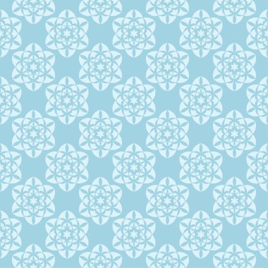 Mavi zemin üzerine beyaz çiçek süsleme. Tekstil ve duvar kağıtları için seamless modeli