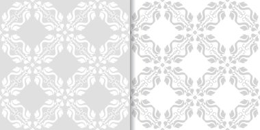 Işık gri çiçek süs tasarımlar. Tekstil ve duvar kağıtları için dikişsiz desen seti