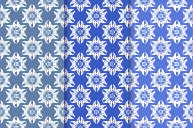 Çiçek süsler kümesi. Mavi dikey Dikişsiz desen. Duvar kağıdı arka plan